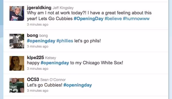 opening day tweets 2011 status update