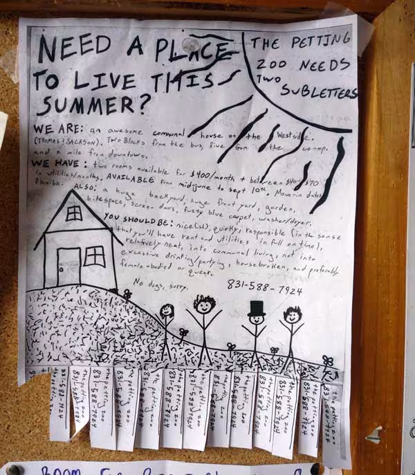 Subletter Advertisement.  Photo Credits: Jason Taellious